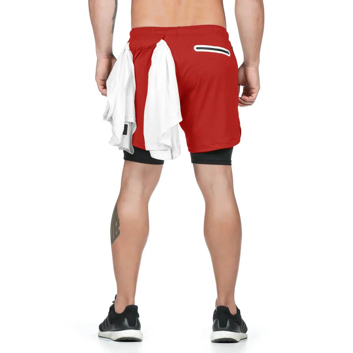 Summer Male Sports Leisure Fitness Exercise Beach Fake Two Double-Layer Five-Cent Shorts